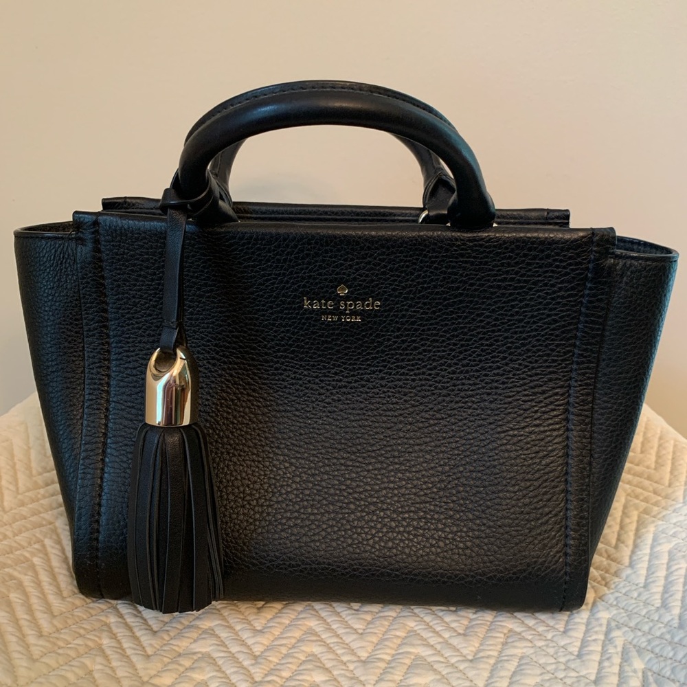 Kate Spade New York Small Rorie Wickham Place Black Leather Satchel Like New!
